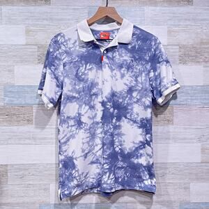 Nike Golf Pique Knit Polo Shirt Blue Tie Dye Dri Fit Cotton Casual Mens Small